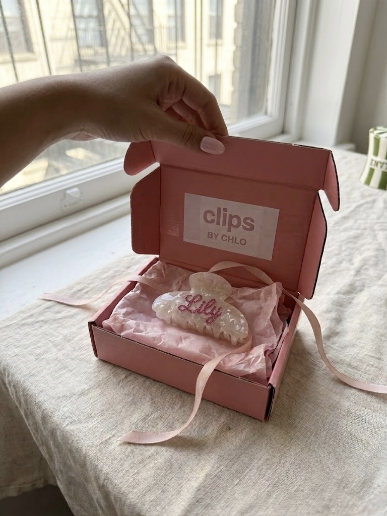 placing a rhinestone hair clip