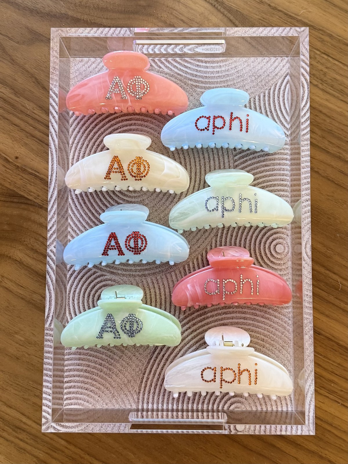 Colorful custom sorority clips