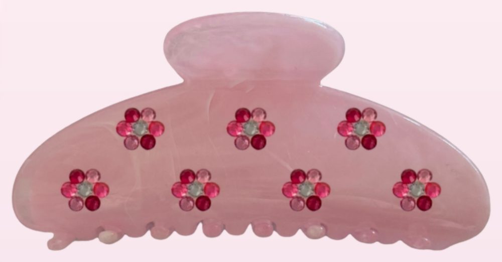 rhinestone flower claw clip