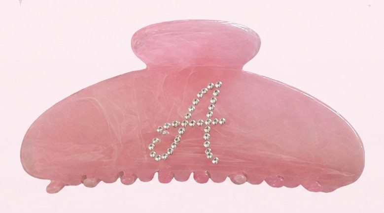 rhinestone initial claw clip